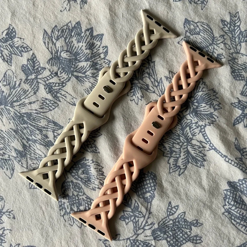 Braided Silicone Bands in Sand Pink & Starlight